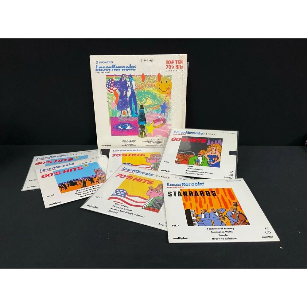 Pioneer: Laser Karaoke Lot Of 7 Discs Pre-owned 60's, 70's, 80's Hits Sing Along